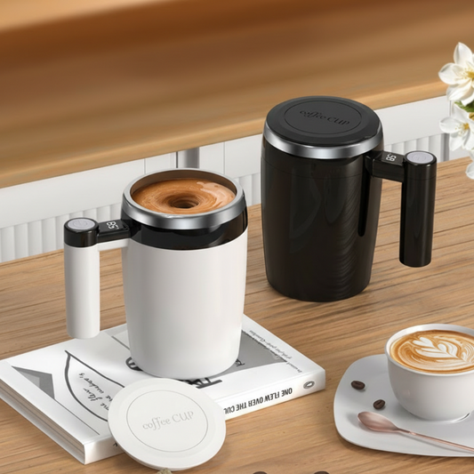 Oplaadbare koffiemok met automatische roerfunctie en digitaal display