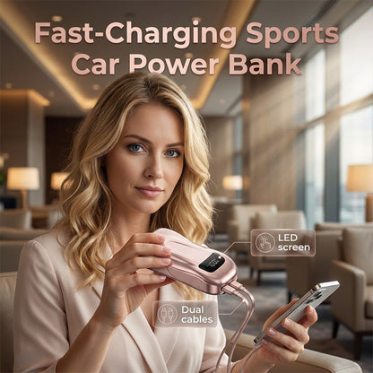 🔋Aanbieding: 50% korting!!🔥 Powerbank met dubbele kabel – Sportwagendesign🏎️ Snel en krachtig opladen, cool en compact, 10000mAh 😎