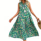 👗Nieuwe collectie 50% korting🌸 Mouwloze midi-jurk voor dames met abstracte print en ruches