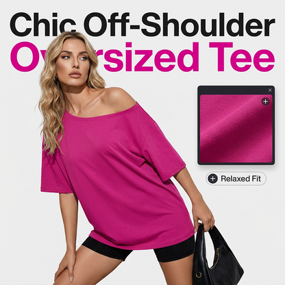 Casual oversized T-shirt met blote schouders voor dames