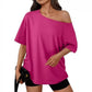 Casual oversized T-shirt met blote schouders voor dames