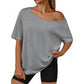 Casual oversized T-shirt met blote schouders voor dames