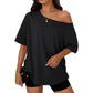 Casual oversized T-shirt met blote schouders voor dames