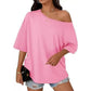 Casual oversized T-shirt met blote schouders voor dames