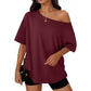 Casual oversized T-shirt met blote schouders voor dames
