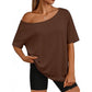 Casual oversized T-shirt met blote schouders voor dames