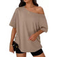 Casual oversized T-shirt met blote schouders voor dames