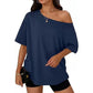 Casual oversized T-shirt met blote schouders voor dames