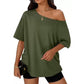 Casual oversized T-shirt met blote schouders voor dames