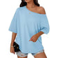 Casual oversized T-shirt met blote schouders voor dames