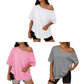 Casual oversized T-shirt met blote schouders voor dames