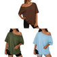 Casual oversized T-shirt met blote schouders voor dames