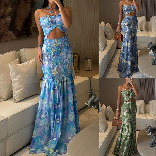 Sexy damesjurk met print en uitsnijdingen