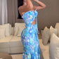 Sexy damesjurk met print en uitsnijdingen