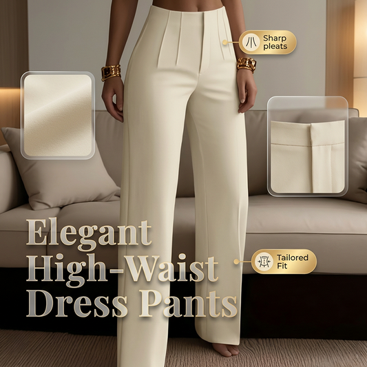 Elegante damespakbroek met plooien en wijde pijpen