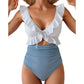 🏖️Zomeruitverkoop 50% korting🌊 Aqua Eve corrigerend badpak voor dames💃Flatterende V-hals🩱Geplooid afslankend ontwerp🌸Elegante ruches en chique uitsnijdingen 💕
