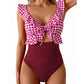 🏖️Zomeruitverkoop 50% korting🌊 Aqua Eve corrigerend badpak voor dames💃Flatterende V-hals🩱Geplooid afslankend ontwerp🌸Elegante ruches en chique uitsnijdingen 💕
