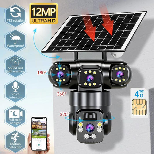 📢📢50% KORTING⏰6K 9MP wifi-beveiligingscamera voor buiten | 10x zoom, 3 lenzen, 360° PTZ | IP66 waterdicht, kleurennachtzicht, tweeweg audio, bewegingsdetectie