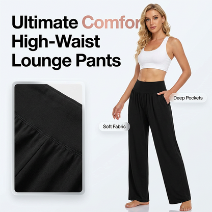 Dames yoga- en loungebroek met hoge taille en zakken