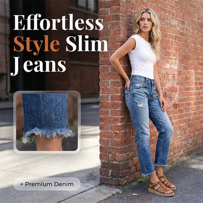 ⏰🎁 Modieuze slim-fit jeans met distressed look voor dames