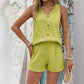 Casual tweedelige set voor dames met V-hals en zonder mouwen
