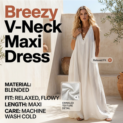 Casual mouwloze maxi-jurk met V-hals voor dames