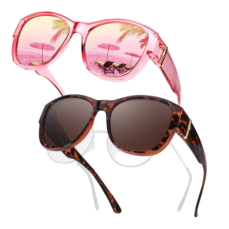 Roze montuur - roze glazen + schildpadmontuur - theekleurige glazen