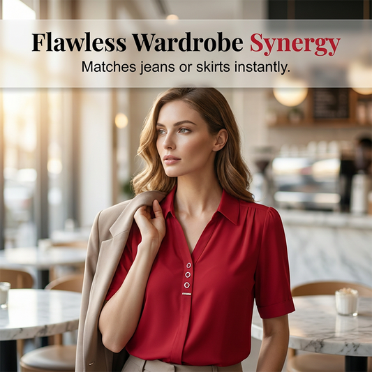 Damesblouse met korte mouwen in effen kleur
