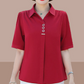 Damesblouse met korte mouwen in effen kleur