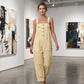 Effenkleurige jumpsuit met rechte pijpen en zakken