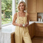 Effenkleurige jumpsuit met rechte pijpen en zakken