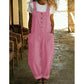 Effenkleurige jumpsuit met rechte pijpen en zakken