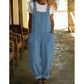 Effenkleurige jumpsuit met rechte pijpen en zakken