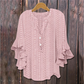 Elegante blouse met V-hals en gerimpelde mouwe