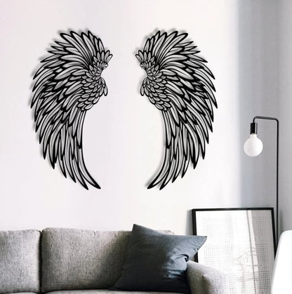 🌟Metalen muurkunst met verlichte vleugels