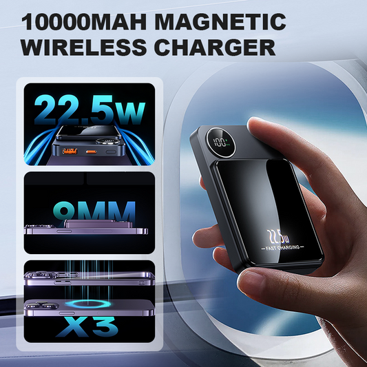 🔋Professionele Magnetische Oplader voor Reizigers & Professionals | 22,5W Kabel & 15W Draadloos | 10.000 mAh | Snel Leverbaar