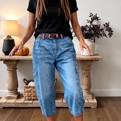 📢Mid-Season Sale: −50% voor korte tijd⏰Stijlvolle, elastische, verkorte jeans voor dames