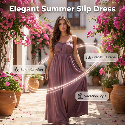 👗 TIJDELIJK 50% KORTING! ✨ Damesjurk met trekkoord en spaghettibandjes – Losse pasvorm, ademend, perfect voor op vakantie 🌸