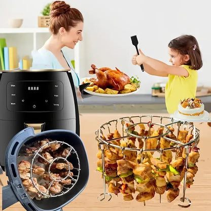 Ronde Roestvrijstalen Ovengrill Met Spiesen – Perfect Voor Gyros, Kebab & Vlees