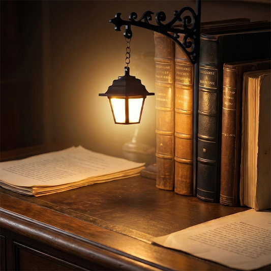 📚 Miniatuur Retro Straatlantaarn Boekensteunlamp – Sfeervolle Decoratie & Warm Licht ✨