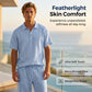 Casual herenoverhemd en -broek van linnenmix, losse pasvorm, strandkleding