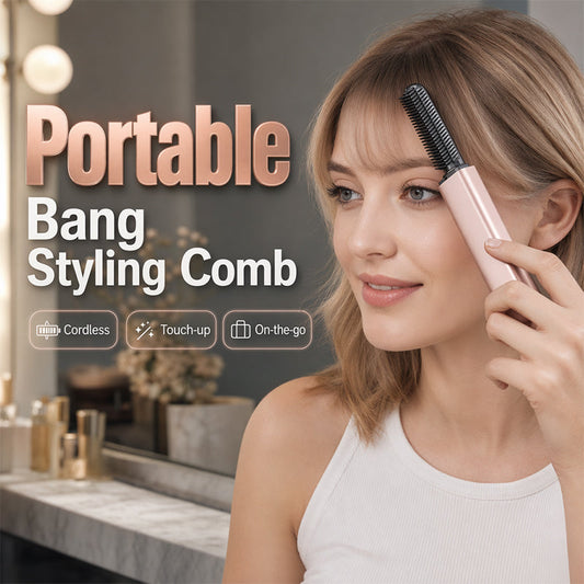 🔥 Draadloze Verwarmde Ponyschaar | Snel Gladmaken | Zachte Warmte, Geen Hitteschade | Compact & Draagbaar | Roségoud/Parelwit | Must-Have voor Drukke Ochtenden 💇‍♀️