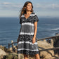 Midi-jurk met V-hals en luipaardprint voor dames