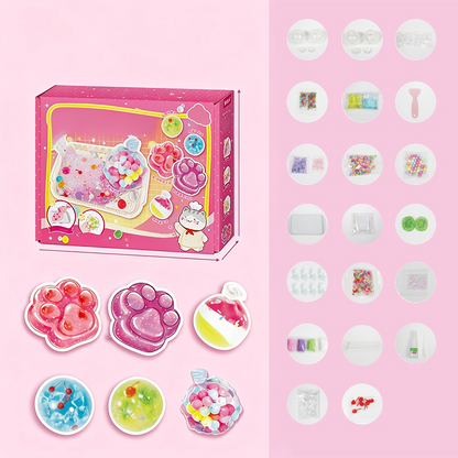 🥳💞 Over 68 000 solgt!⚡🧁DIY-stekt is-squishy-lekesett med katteklodesign for barn🎁