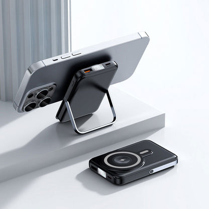 🔋 15W trådløs magnetisk powerbank – 5000/10000mAh, justerbar stand. Lader telefon, klokke og mer!