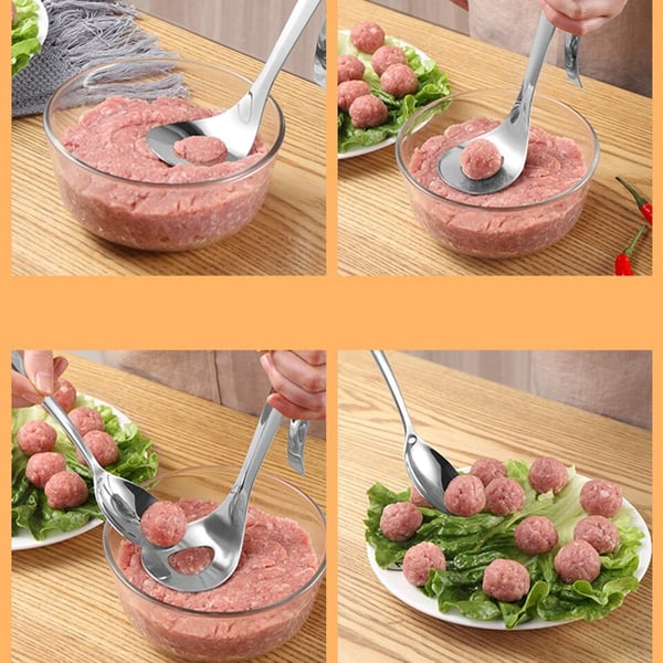 🎁 KJØP 1, FÅ 1 GRATIS – Kjøttbollemaker i rustfritt stål – glatt overflate – ergonomisk håndtak – for kjøttboller, fiskekaker og vegetarboller