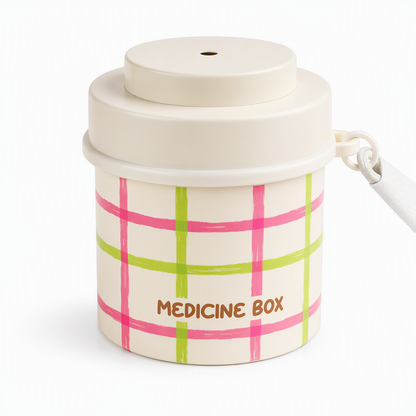 💊 360° roterende pilleboks – 4 rom, roterende lokk, avtakbar kjerne. Perfekt for reiser og daglig bruk! ✨🧳