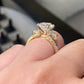 50 % rabatt – Justerbar åpen dråpeformet ring med glitrende strass