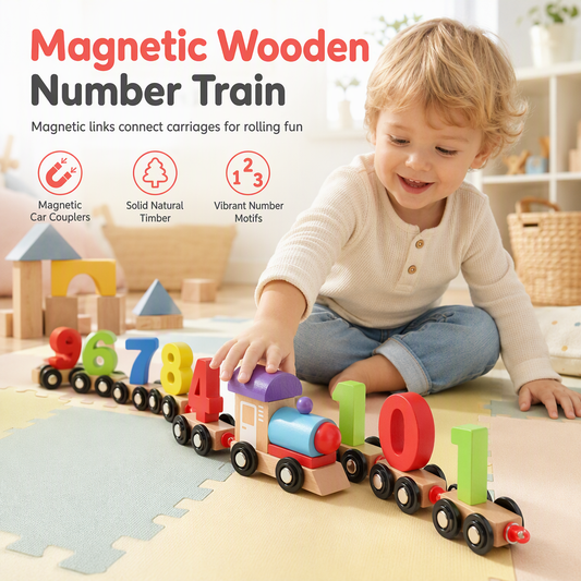 🚂 Magnetisk talltog for barn | Pedagogisk byggeleke for læring gjennom lek
