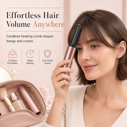 🔥50 % RABATT NÅ! Trådløs, oppvarmet stylingkam for pannelugg, gir umiddelbar volum ved hårfestet 💇‍♀️🔥✨✅💥